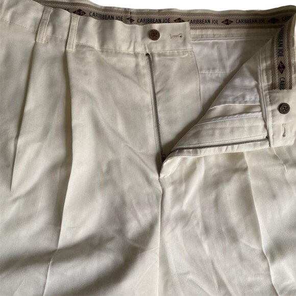 Caribbean Joe Let Go 9 in Mens Pleated Shorts 36 Cream Off White Summer Vacation - Picture 10 of 10